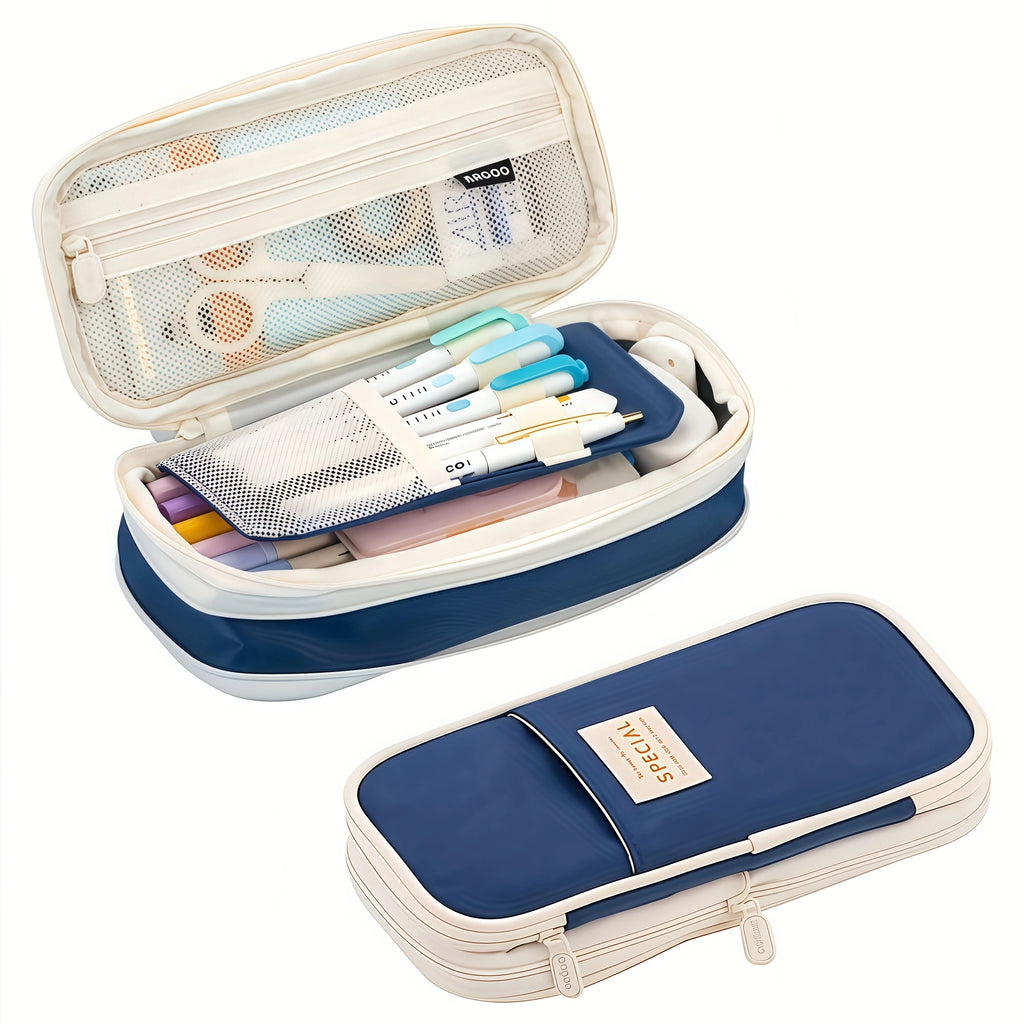 Extra large capacity pencil case, simple pencil case, waterproof fabric, suitable for students office supplies desktop organizer
