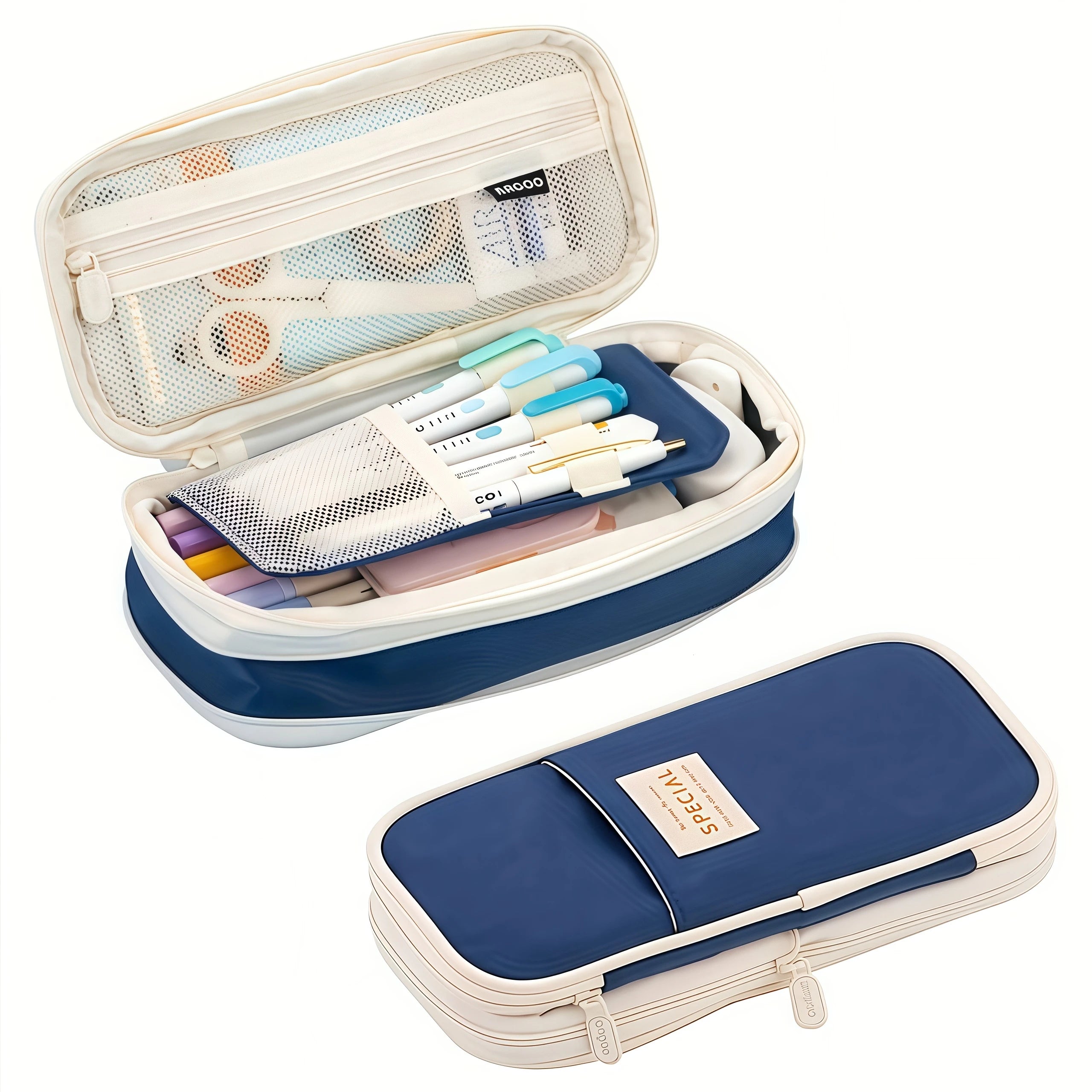 Extra large capacity pencil case, simple pencil case, waterproof fabric, suitable for students office supplies desktop organizer