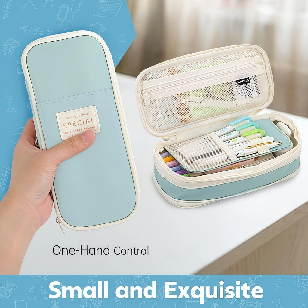 Extra large capacity pencil case, simple pencil case, waterproof fabric, suitable for students office supplies desktop organizer