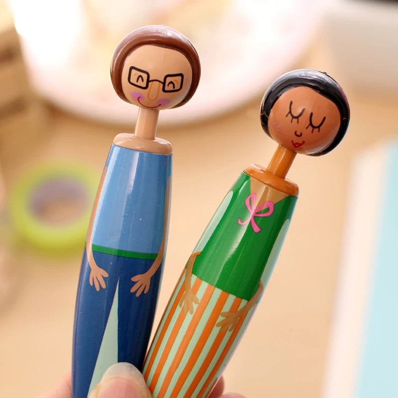 5pcs Cute Doll Ballpoint Pens Set 0.5mm Fine Point Blue Ink Writing Stationery Office School Supplies Gift A6569