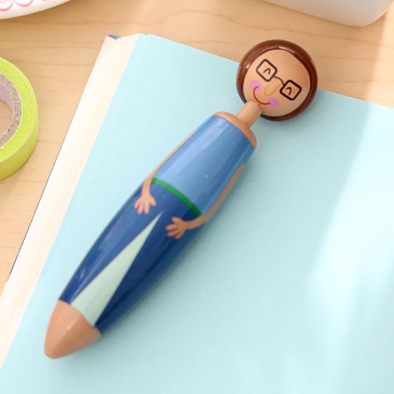 5pcs Cute Doll Ballpoint Pens Set 0.5mm Fine Point Blue Ink Writing Stationery Office School Supplies Gift A6569