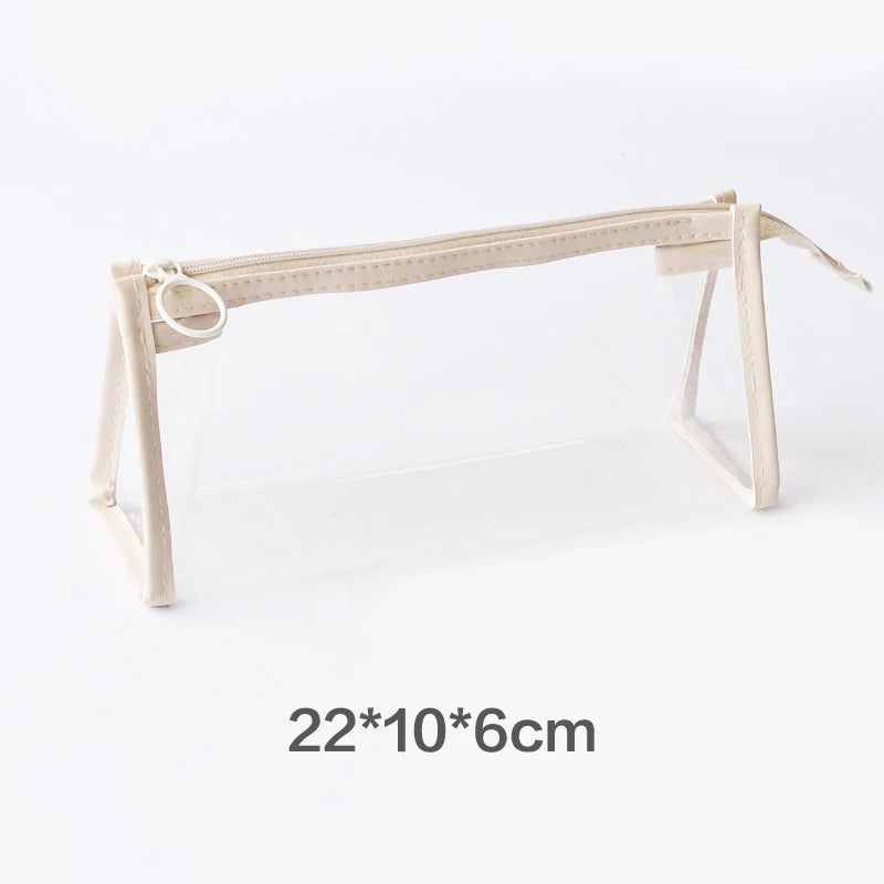 Transparent Softness PVC Pencil Case Waterproof Large Capacity Layer Pen Bag Ins Style Make up Bag Storage Bag School Stationery