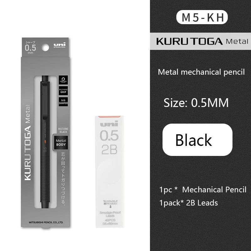 Uni Kuru Toga Metal Mechanical Pencil,M5-KW/KH Metal&Wood Barrel Premium 0.5mm Automatic Rotation Engine For Writing,DraftingPen