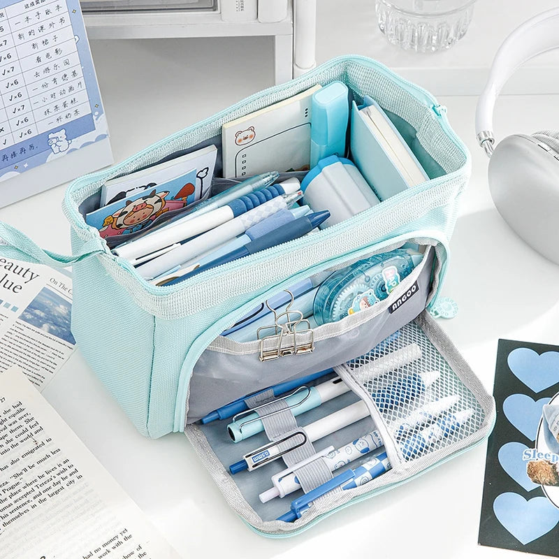 Pencil Case Large Capacity Pencil Pouch Portable 3 Layers Pen Bag Gift for Office School Back To School Stationery Storage Bags