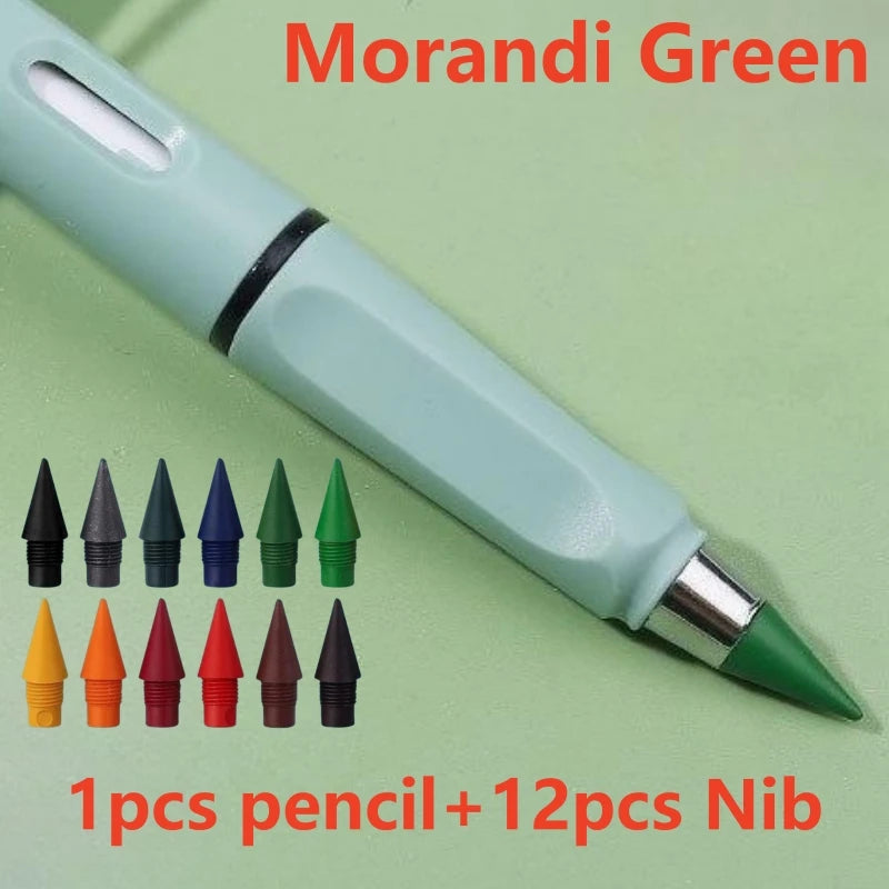 12/13pcs New Technology 12 Color Eternal Pencils No Ink Kawaii Unlimited Pencil School Art Color Sketch Painting Stationery
