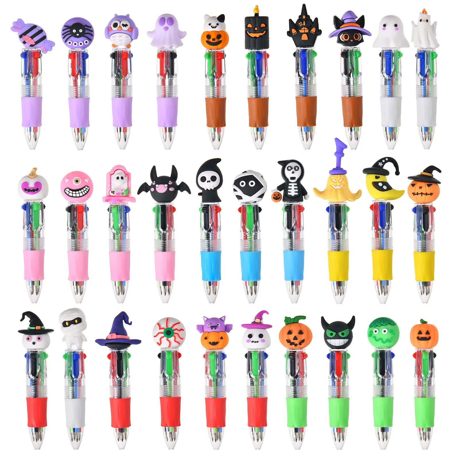 20Pcs/Lot Get 1 free Cartoon Halloween Mini Four-color Ballpoint Pen Cute Multi-color Pens Gift Kids Colorful Writing Supplies