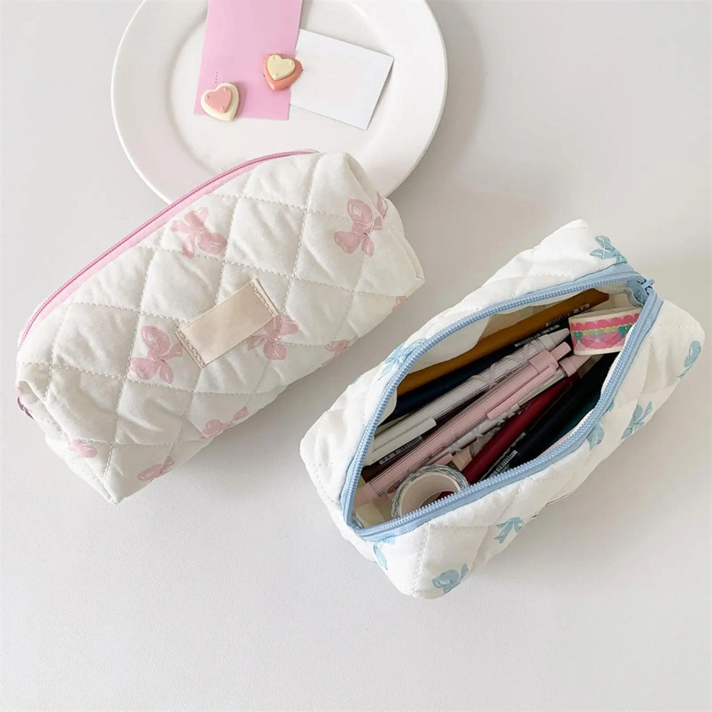 1pc exquisite bowknot single-layer pencil case, bow pattern design storage bag, a must-have for back to school season
