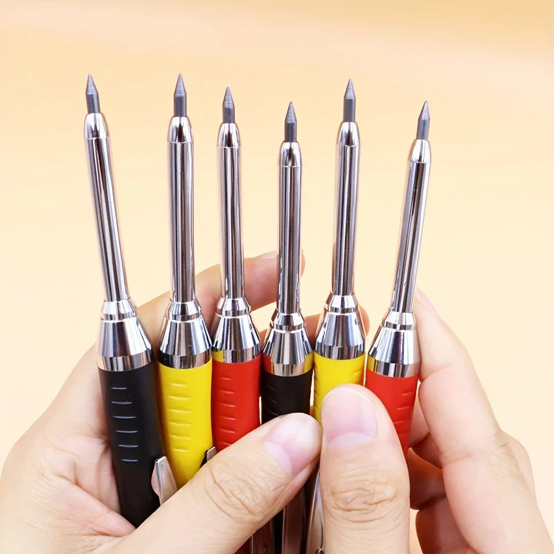 Solid Carpenter Pencil Woodworking  Mechanical 3 Colors Refill Construction Marking Scriber Lead Built-in Sharpener