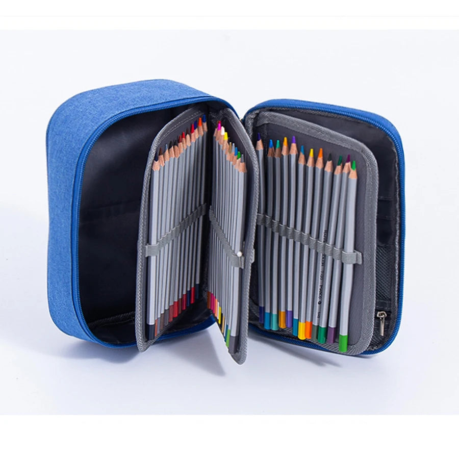72 Holes Colored Lead Pencils Storage Bag Black Red Colors Large Capacity Case Box Holder School Supplies Stationery Student