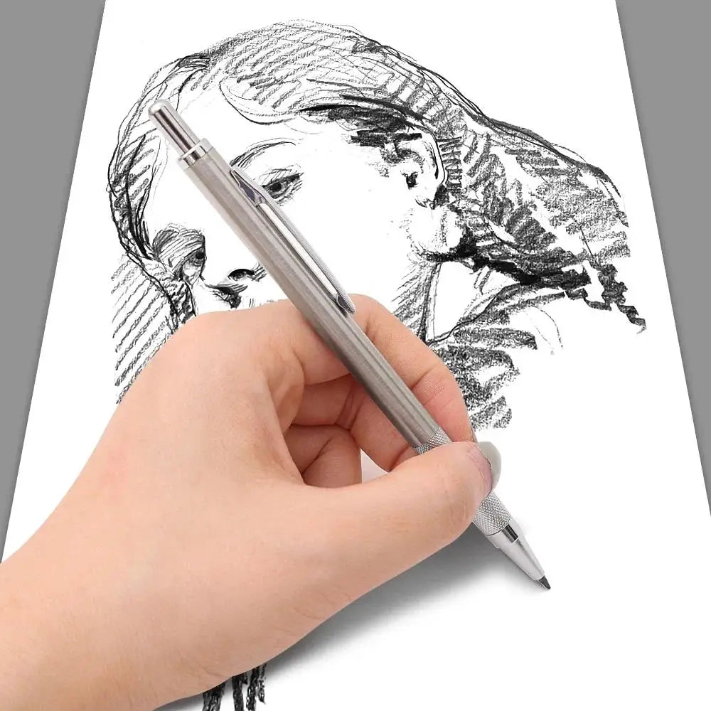 0.5/0.7/0.9/1.3/2.0mm Automatic Pencil Metal Mechanical Pencils Sets With Pencils Grip Leads Art Drawing Student Office Supplies