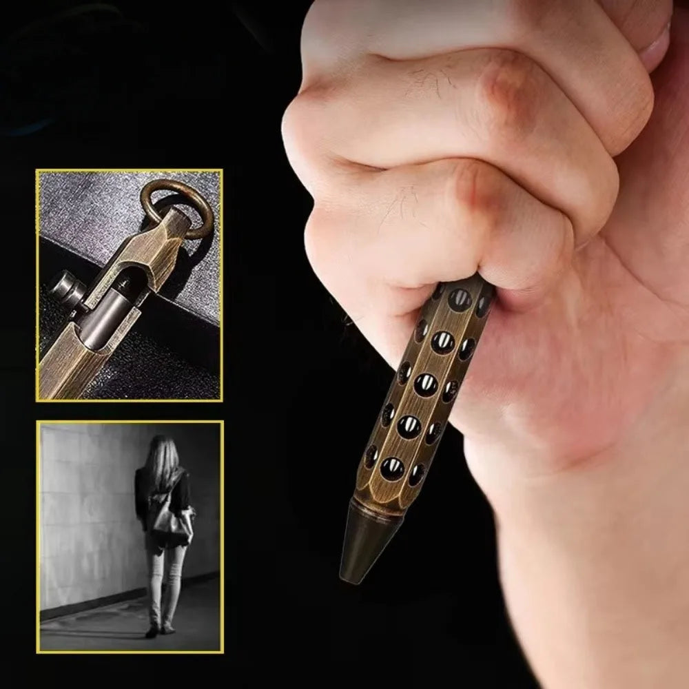 Portable Brass Signature Pen Medium Point 1.0mm Retro Ballpoint Pen Bolt Action Smooth Writing Rollerball Pen Stationery Gifts