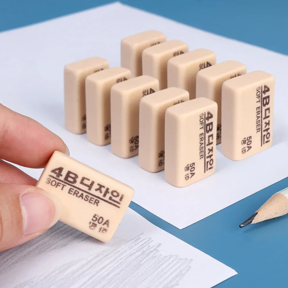 4B Yellow Small 50A Eraser Student Correction Tools Soft Rubber Eraser Wiping Tool Home Office School Stationery Supplies