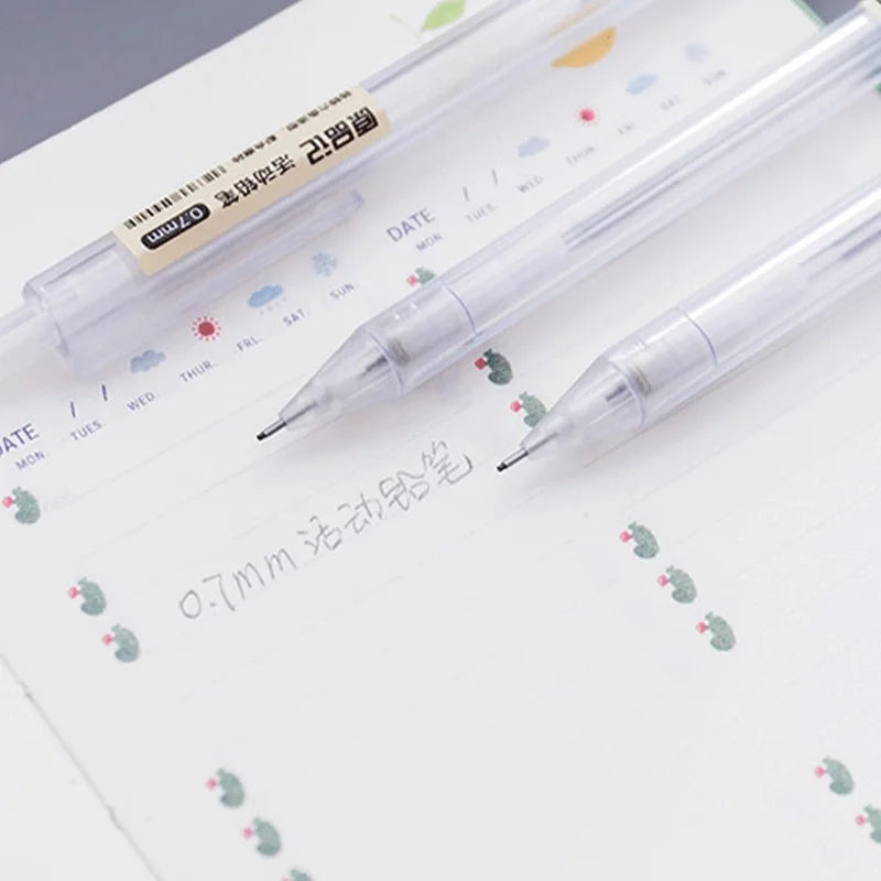 3pcs Simple Style Clear Automatic Pencil 0.5mm 0.7mm Mechanical Pencils Student Office Stationery Supplies