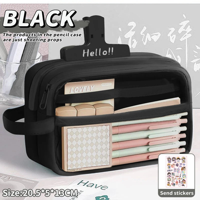 1 large capacity pencil case and stationery bag with multiple compartments, suitable for organizing office and school supplies