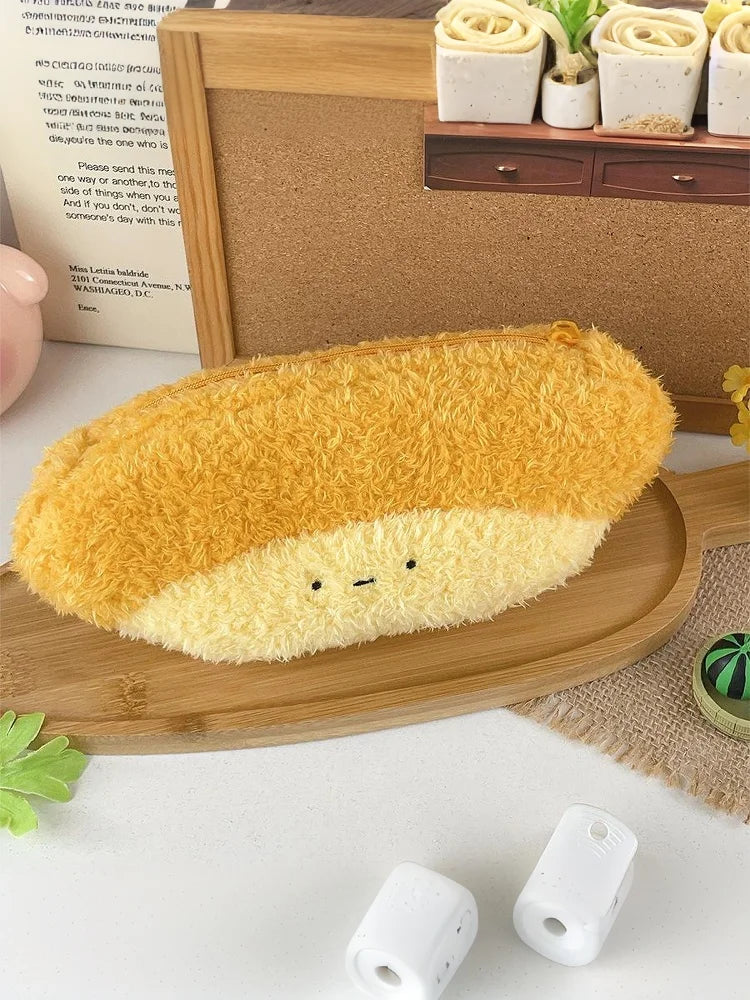 Cute Cartoon Plush Vegetable Fruit Pencil Case Cute Banana Broccoli Garlic Plush Multifunctional Large Capacity Stationery Bag