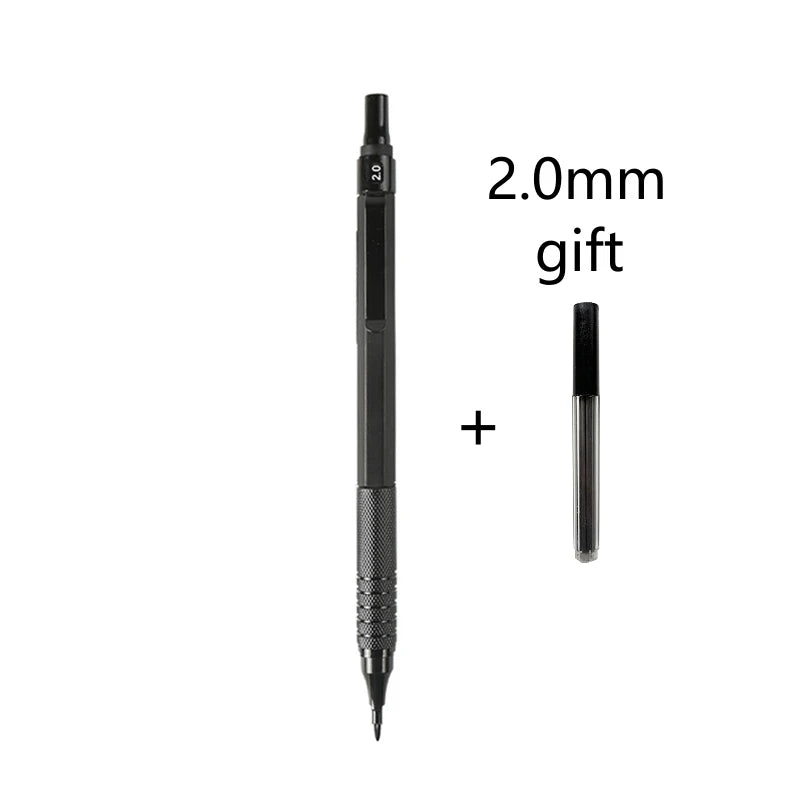 0.3/0.5/0.7/2.0mm Mechanical Pencil Low Center of Gravity Metal Drawing Special Pencil Office School Writing Art Supplies