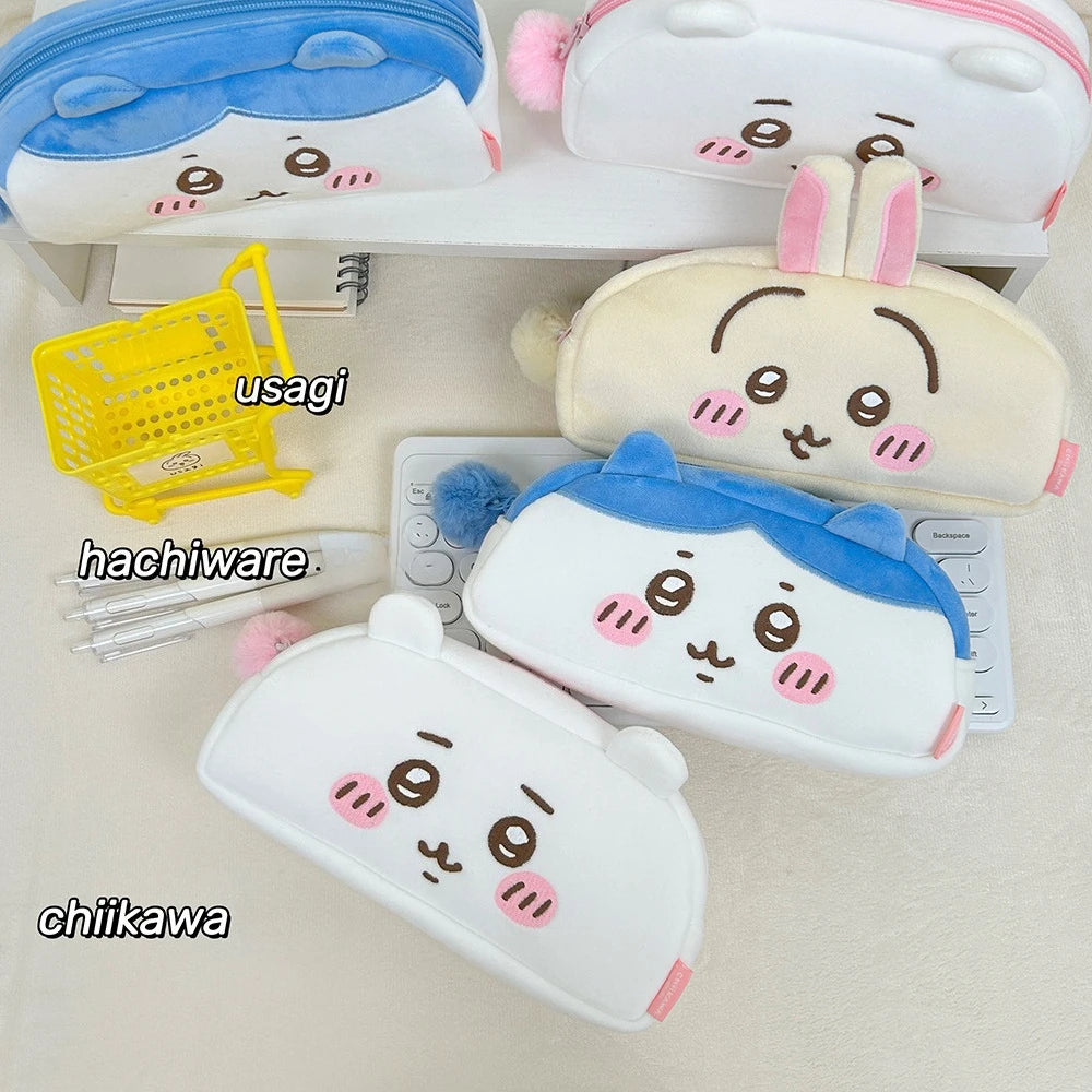 Chiikawa Anime Figures Pencil Cases Hachiware Plush Office School Supplies Pen Bag Portable Cosmetic Bag Girl Boy Students Gifts