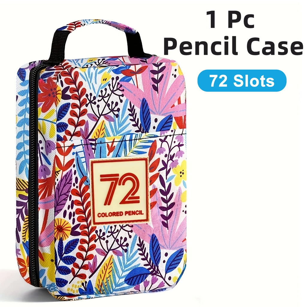 1pc Colored Pencil Case 50/72/120 Slots, Large Capacity Pen Pencil Case, Gel Pens Organizer Zipper Carrying Portable Suitable