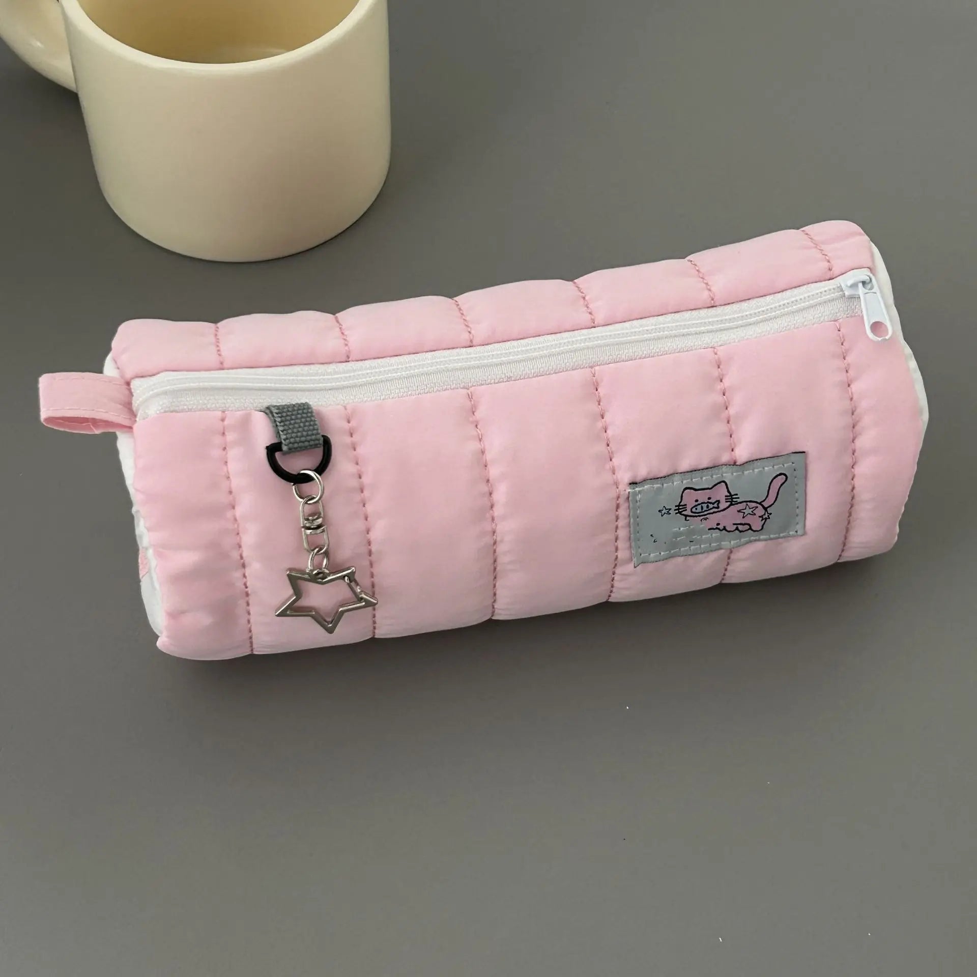 Pink Towel Roll Pencil Case Kawaii Soft Pen Storage Bag Cosmetic Pouch Cartoon Large Capacity Student Stationery School Supplies