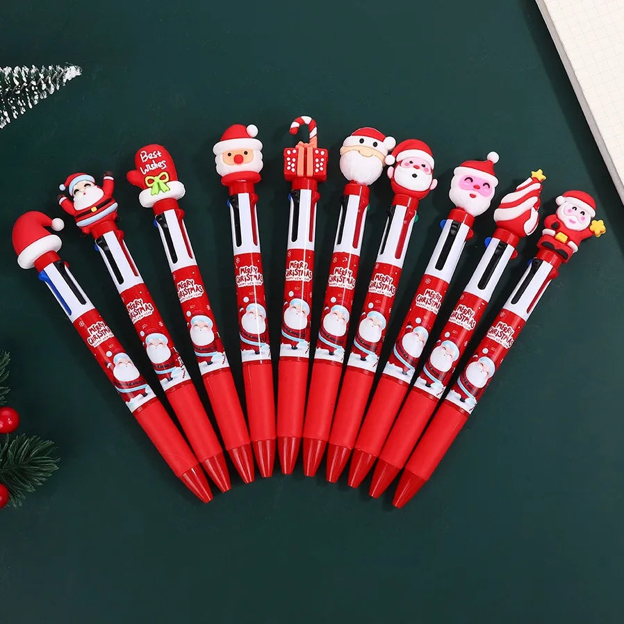 30Pcs/Lot Kawaii Christmas Series Multicolor Ballpoint Pen Cute Cartoon Santa Claus 10Color 6Color 4Color Pens School Kids Gifts