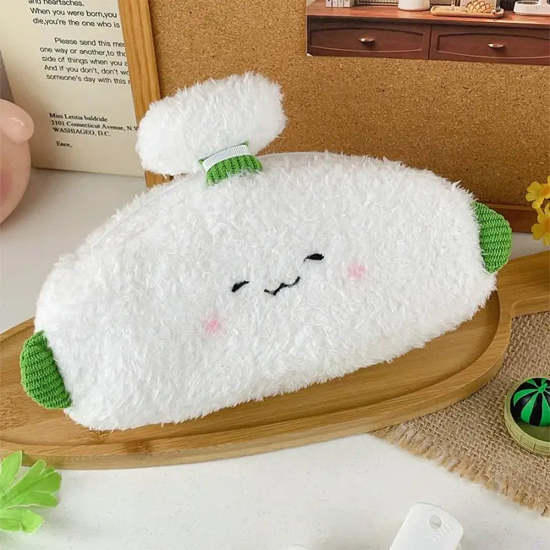 Cute Cartoon Plush Vegetable Fruit Pencil Case Cute Banana Broccoli Garlic Plush Multifunctional Large Capacity Stationery Bag