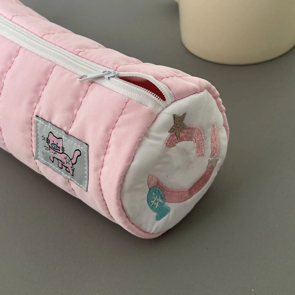 Pink Towel Roll Pencil Case Kawaii Soft Pen Storage Bag Cosmetic Pouch Cartoon Large Capacity Student Stationery School Supplies