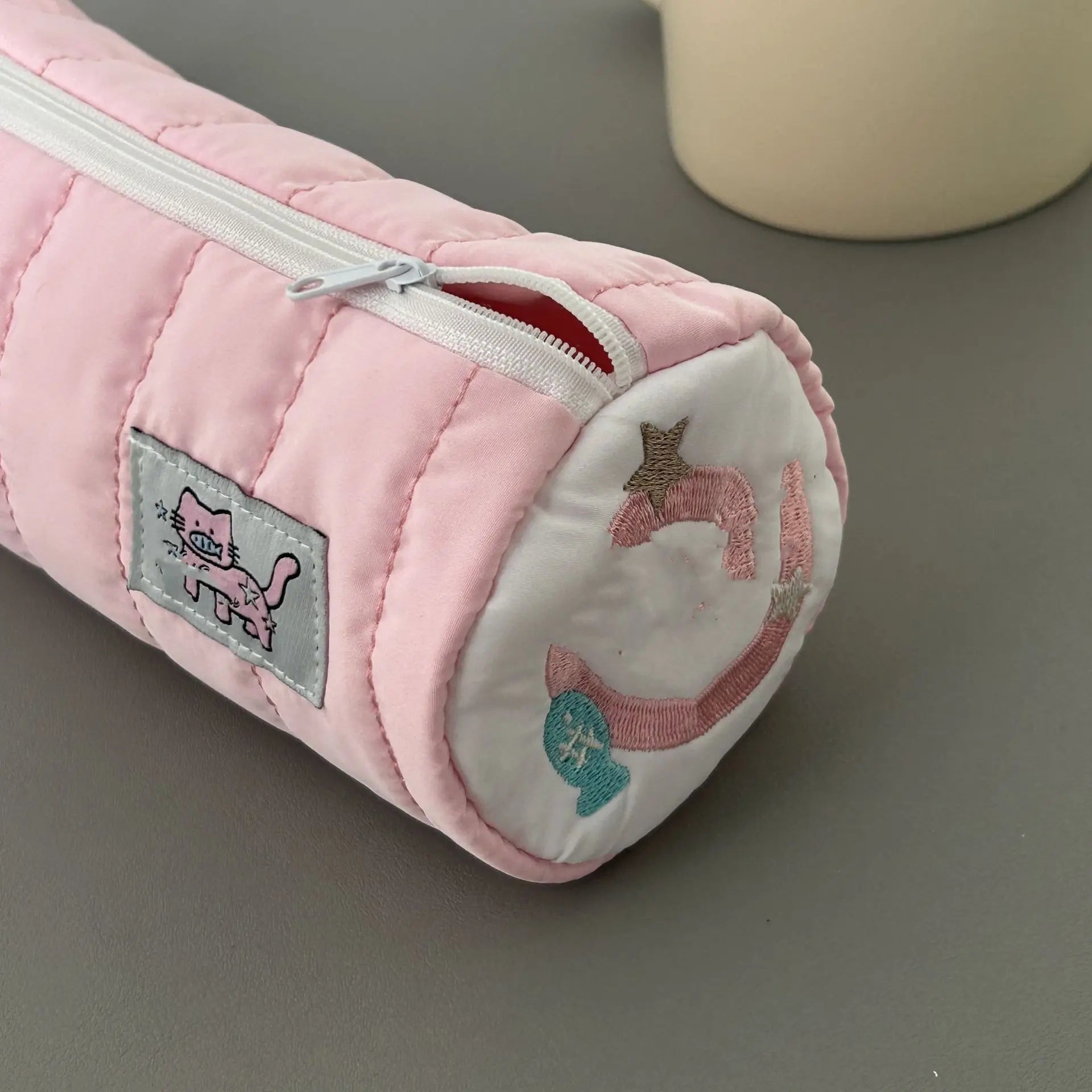 Pink Towel Roll Pencil Case Kawaii Soft Pen Storage Bag Cosmetic Pouch Cartoon Large Capacity Student Stationery School Supplies