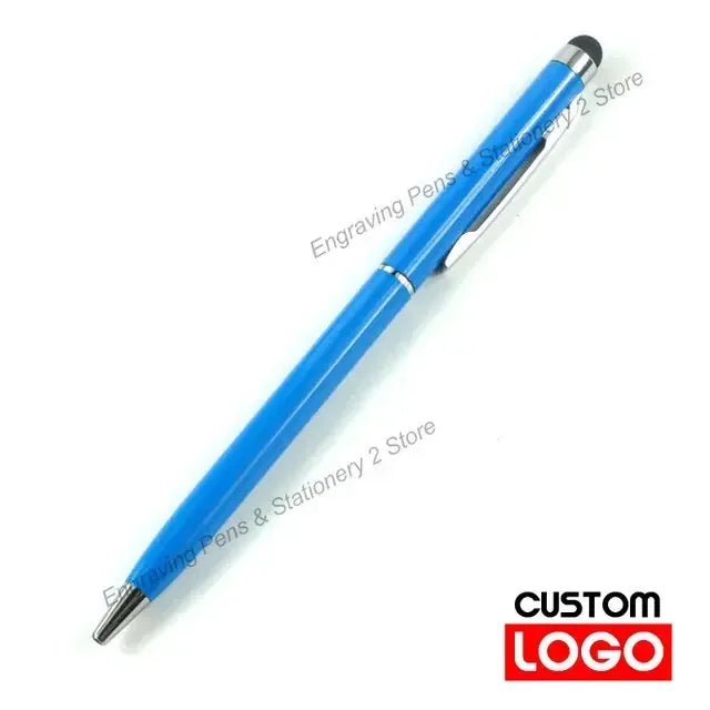 100 Pcs 13-color Metal 2-in-1 Stylus Universal Ballpoint Pen Custom Logo Office School Advertising Pen Text Engraving Wholesale