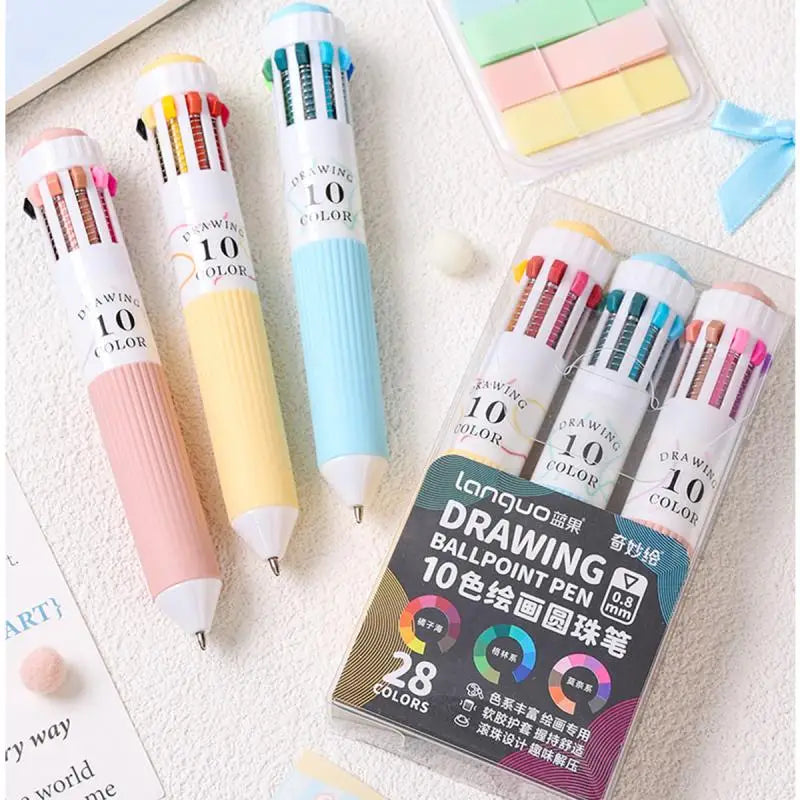 28 Color Ballpoint Pen 0.8mm Soft Grip Press Multicolor Writing Pen For Drawing School Supplies Stationery
