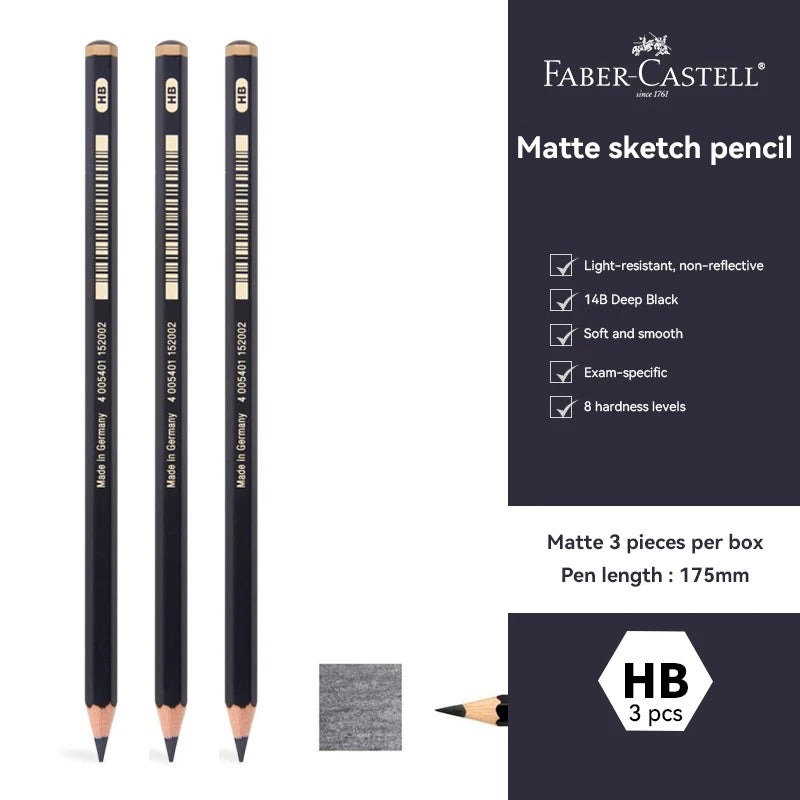 Faber-Castell Graphite Matte Pencil Set HB 2B 4B 6B 8B 10B 12B 14B Shading Writing Sketch Drawing Pencil Stationery Art Supplies