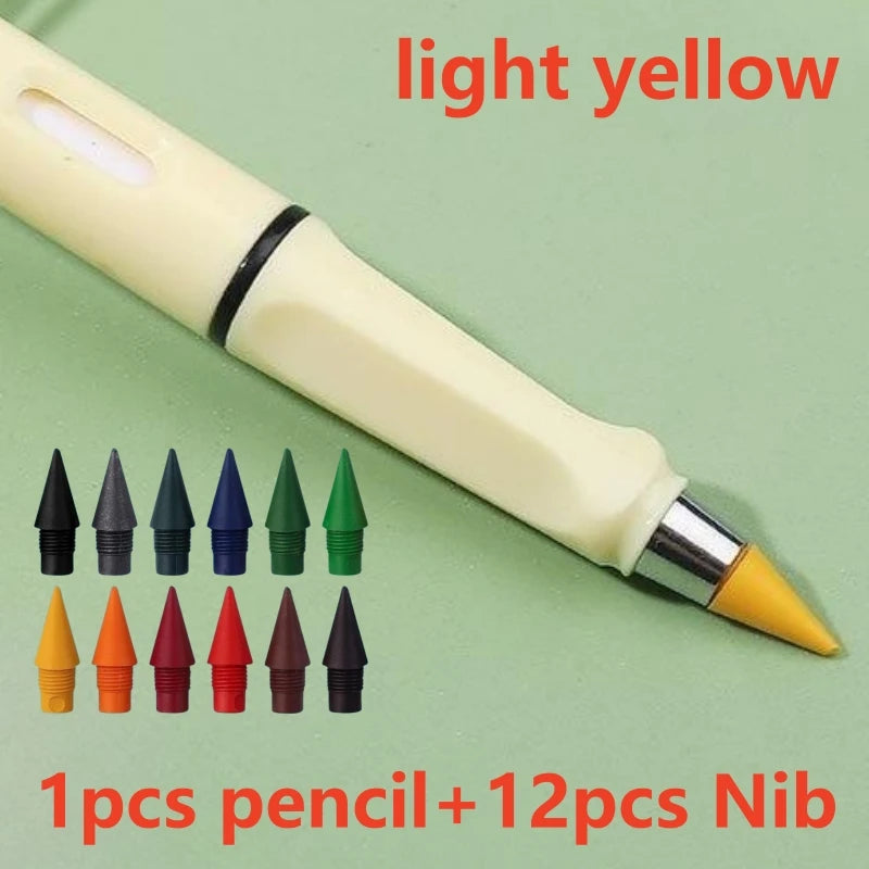 12/13pcs New Technology 12 Color Eternal Pencils No Ink Kawaii Unlimited Pencil School Art Color Sketch Painting Stationery
