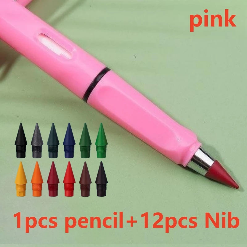 12/13pcs New Technology 12 Color Eternal Pencils No Ink Kawaii Unlimited Pencil School Art Color Sketch Painting Stationery