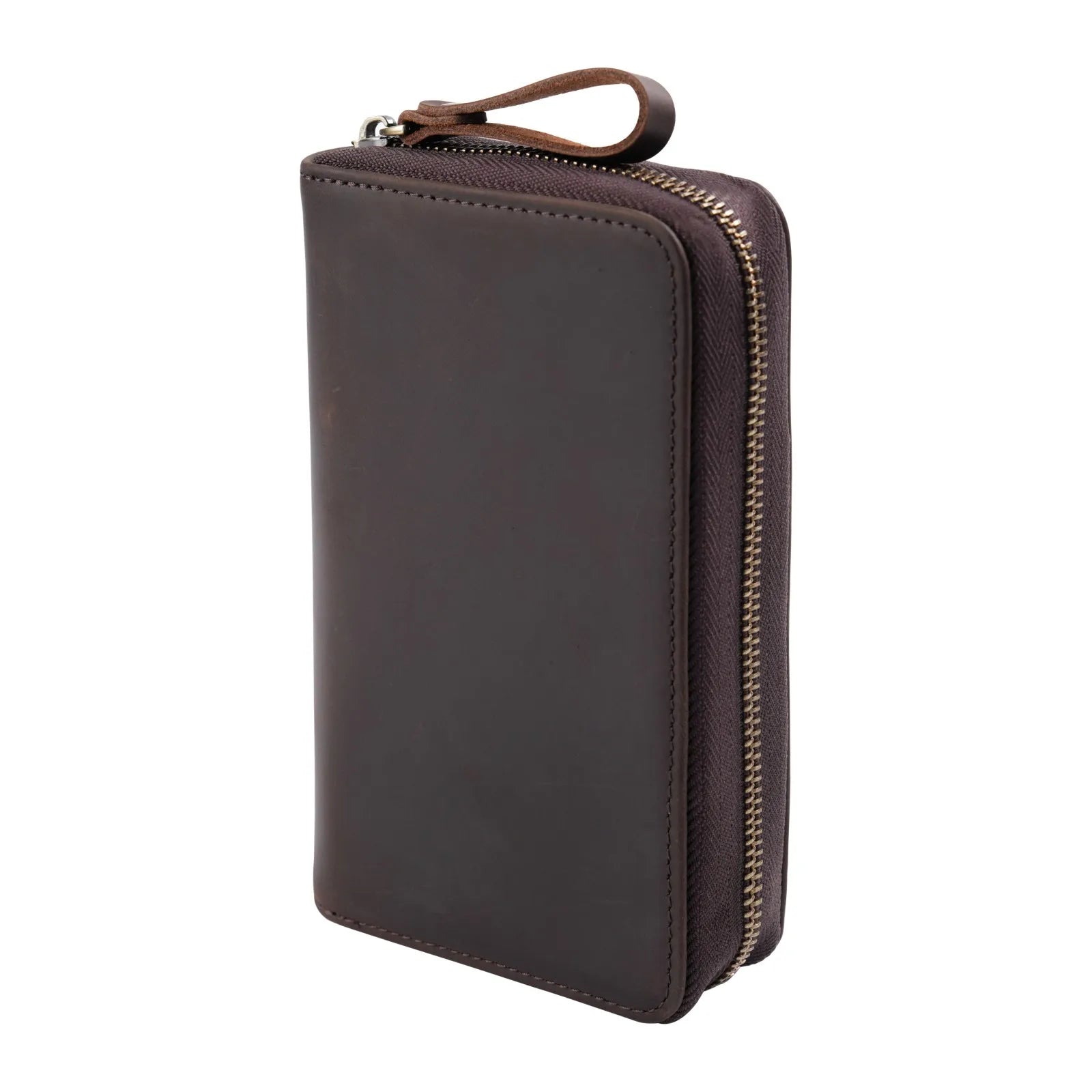 Genuine Leather Fountain Pen Holder Case with Divider, Large Capacity Pencil Pouch Pen Bag for 10 Pens, for Students Stationery