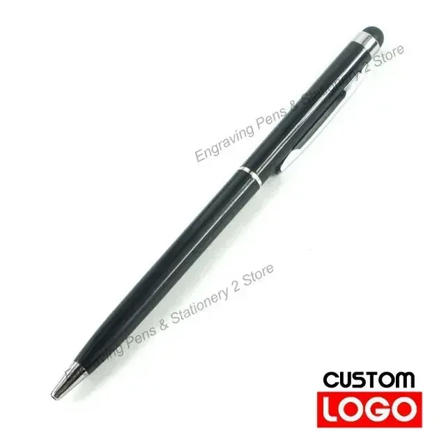 100 Pcs 13-color Metal 2-in-1 Stylus Universal Ballpoint Pen Custom Logo Office School Advertising Pen Text Engraving Wholesale