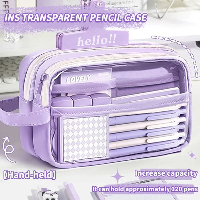 1 large capacity pencil case and stationery bag with multiple compartments, suitable for organizing office and school supplies