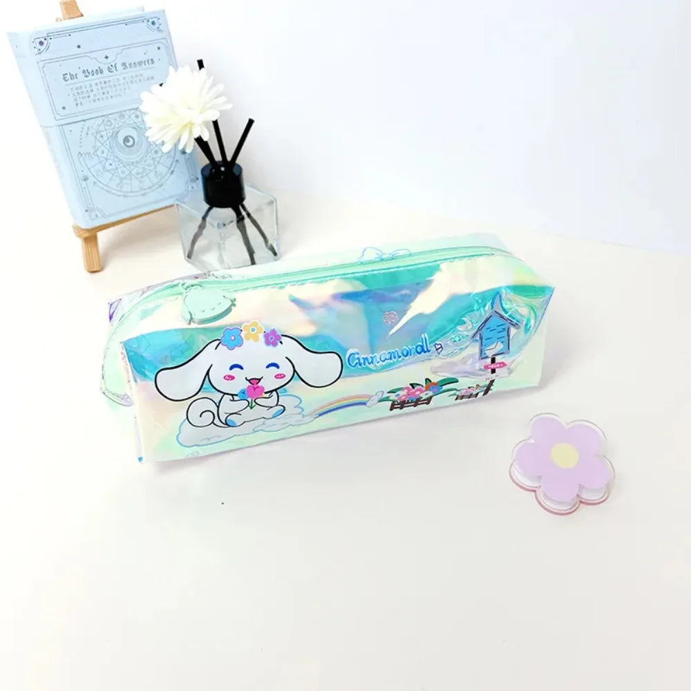 Sanrio Hello Kitty Pen Bag Cartoon Kuromi Student Stationery Laser Pencil  TPU Multifunctional Waterproof Stationery Storage Bag