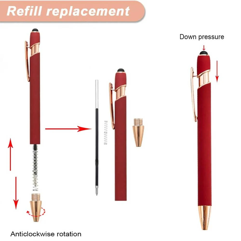 5-12Pieces Ballpoint Pen with Stylus Tips, Metal, 2 in 1 Stylus Ballpoint Pen 1.0 mm Black Ink  for Smartphone, Tablet