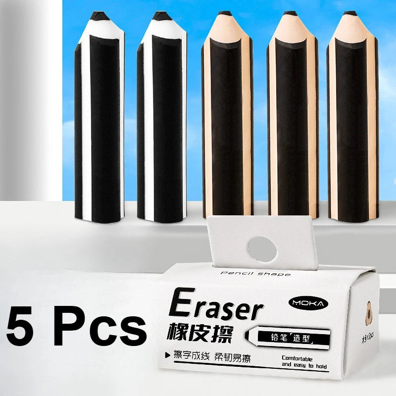5/10 Pcs Eraser Pen-Shaped Eraser Ergonomic Comfortable Handing Cleaned Thoroughly For Kids Daily Write Sketch School Supplies