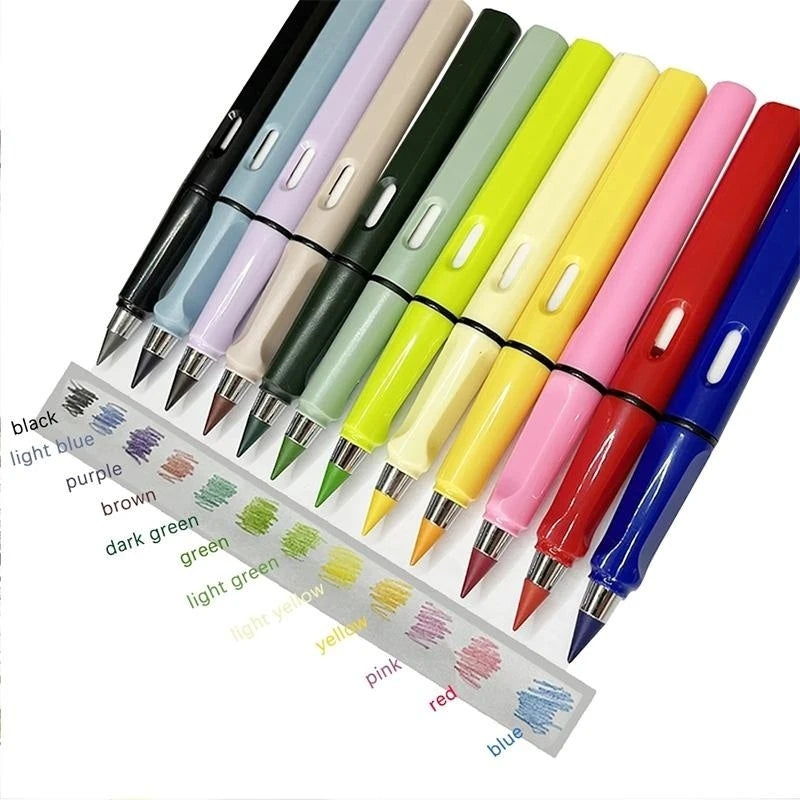 12/13pcs New Technology 12 Color Eternal Pencils No Ink Kawaii Unlimited Pencil School Art Color Sketch Painting Stationery