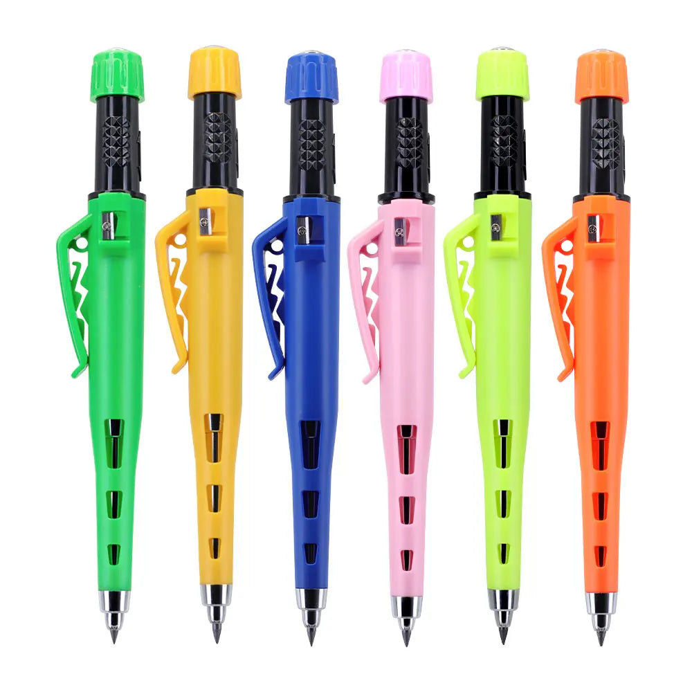 Multicolored 2.8mm Woodworking Mechanical Pencil with Sheath Built In Pencil Sharpener Long Headed Deep Hole Marking Pencil