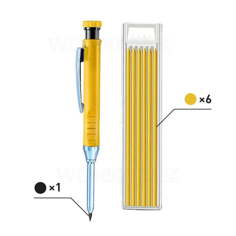 5 Colors 40mm Long Head Carpenter Mechanical Pencil Deep Hole Marker Pencil for Woodworking Construction Home Improvement