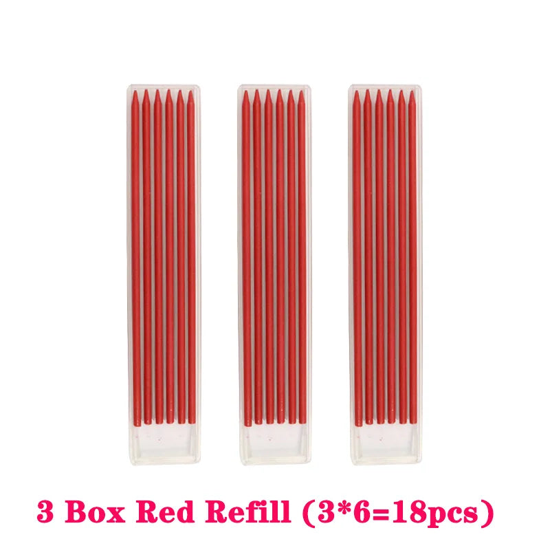 Solid Carpenter Pencil Woodworking  Mechanical 3 Colors Refill Construction Marking Scriber Lead Built-in Sharpener