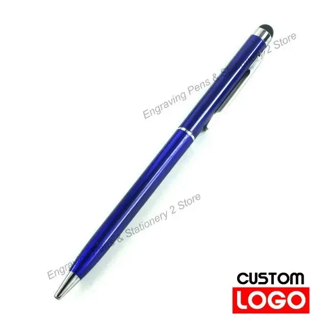 100 Pcs 13-color Metal 2-in-1 Stylus Universal Ballpoint Pen Custom Logo Office School Advertising Pen Text Engraving Wholesale