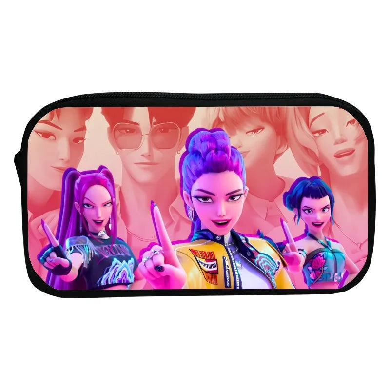 2025 Kpop Demon H Student Pencil Case Large Cloth Bag For Girl Cartoon Kpop D Hunters For School Pencil Case Estuche Escolar