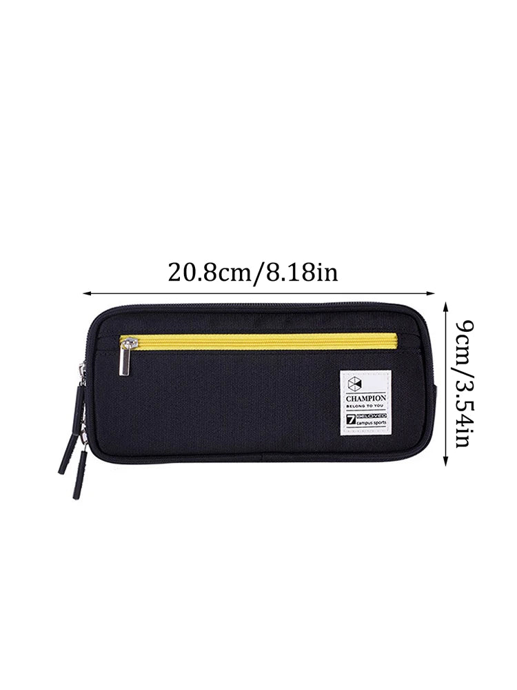 Pencil Case with 3 Compartments, Canvas Zipper Pencil Pouch, Large Pencil bag, Big Pen Case Pouch Organizer for Adults, Pencil P