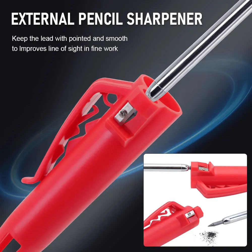 Multicolored 2.8mm Woodworking Mechanical Pencil with Sheath Built In Pencil Sharpener Long Headed Deep Hole Marking Pencil