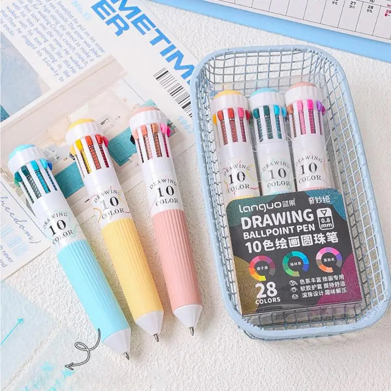 28 Color Ballpoint Pen 0.8mm Soft Grip Press Multicolor Writing Pen For Drawing School Supplies Stationery