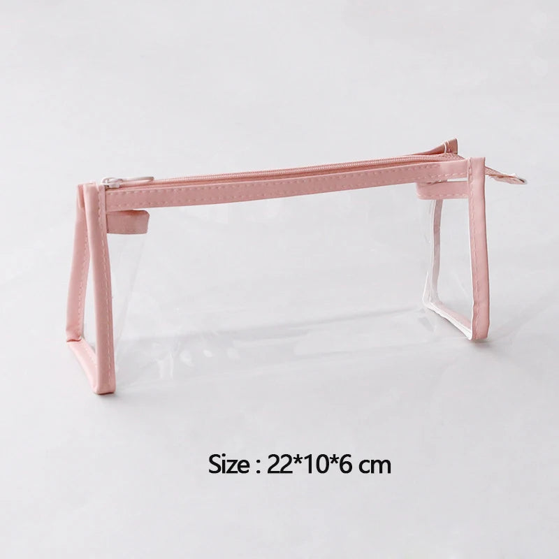 Transparent Softness PVC Pencil Case Waterproof Large Capacity Layer Pen Bag Ins Style Make up Bag Storage Bag School Stationery