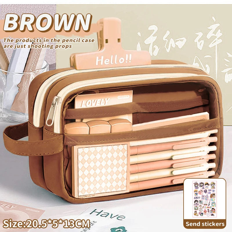 1 large capacity pencil case and stationery bag with multiple compartments, suitable for organizing office and school supplies