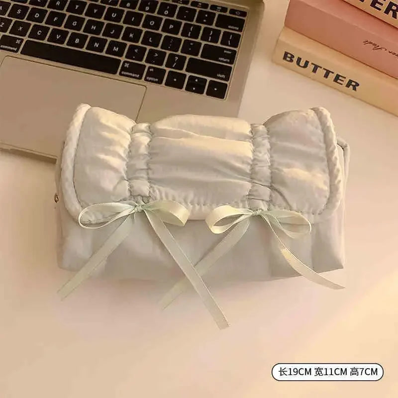 1pcs Creative Korea Style Bow Pencil Case Large Capacity Multi-layer Storage Drawstring Pencil Bags Office Supplies Storage Bag